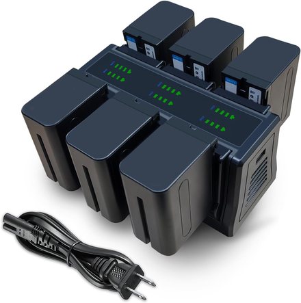 6-pack of batteries with charger bank